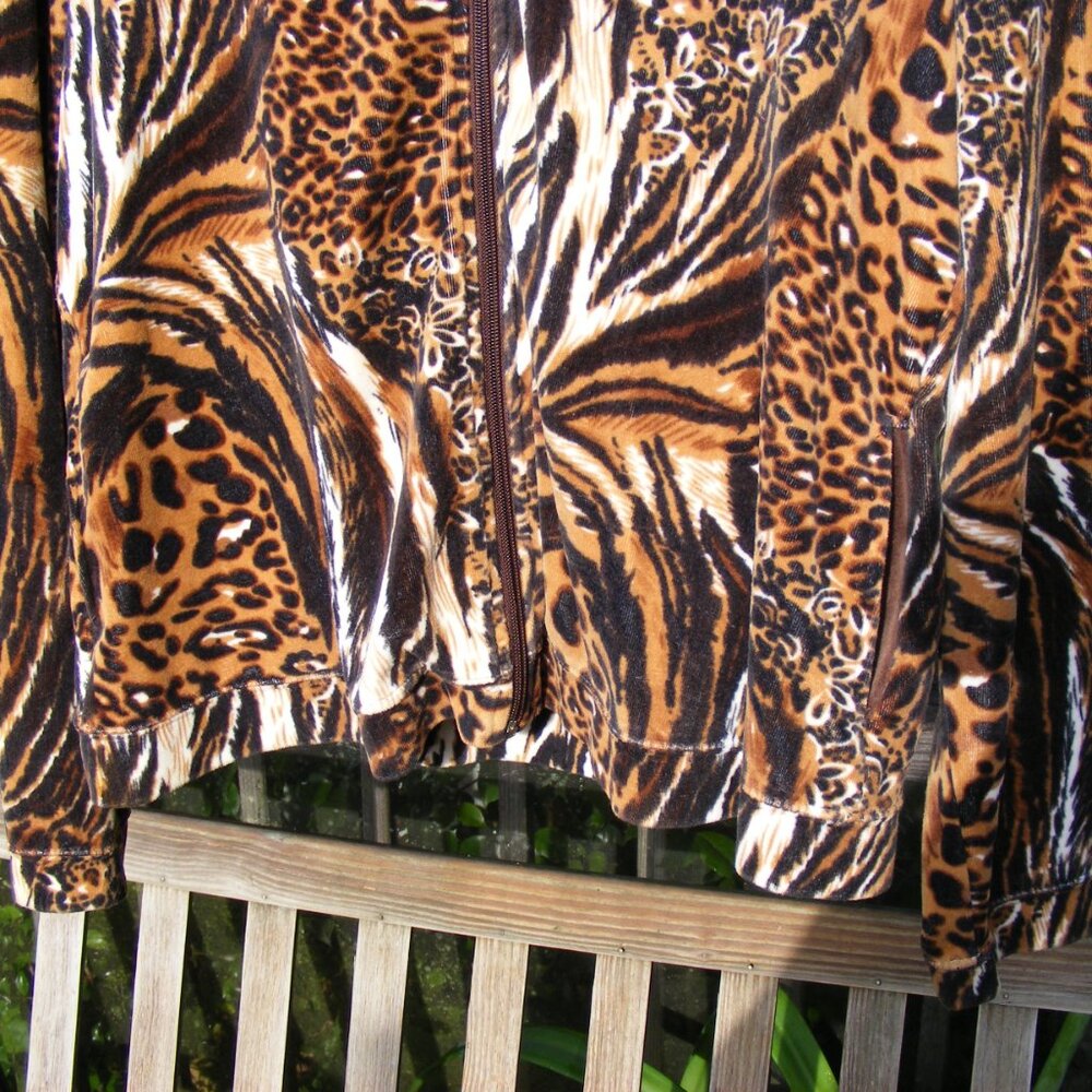 Ladies Vintage Size XL Animal Print Brown Black Coat Jacket by Mirror Image - Picture 3 of 8
